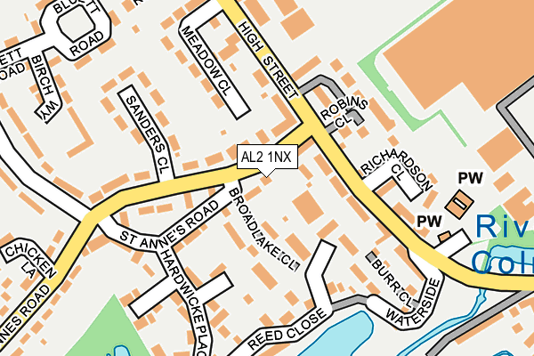 AL2 1NX map - OS OpenMap – Local (Ordnance Survey) AL2 1NX map - OS OpenMap – Local (Ordnance Survey)