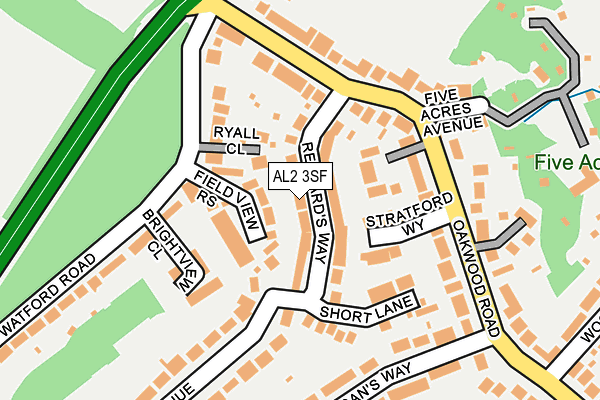 AL2 3SF map - OS OpenMap – Local (Ordnance Survey) AL2 3SF map - OS OpenMap – Local (Ordnance Survey)
