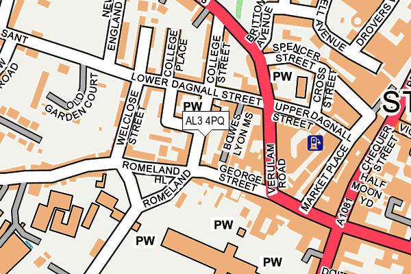 AL3 4PQ map - OS OpenMap – Local (Ordnance Survey) AL3 4PQ map - OS OpenMap – Local (Ordnance Survey)