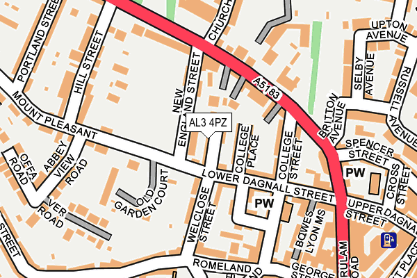 AL3 4PZ map - OS OpenMap – Local (Ordnance Survey) AL3 4PZ map - OS OpenMap – Local (Ordnance Survey)