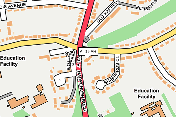 AL3 5AH map - OS OpenMap – Local (Ordnance Survey) AL3 5AH map - OS OpenMap – Local (Ordnance Survey)