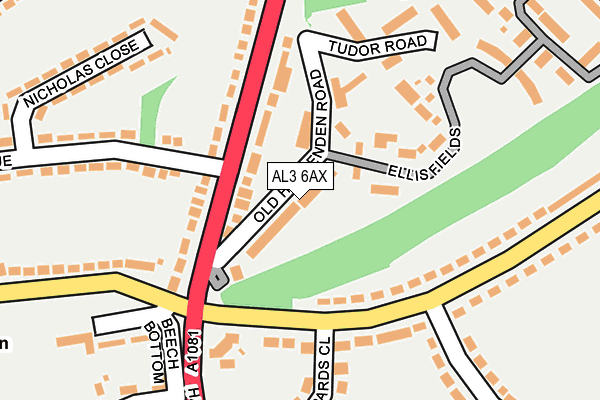 AL3 6AX map - OS OpenMap – Local (Ordnance Survey) AL3 6AX map - OS OpenMap – Local (Ordnance Survey)