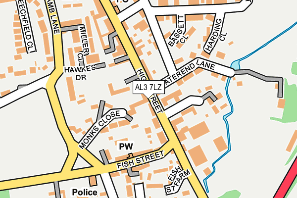 AL3 7LZ map - OS OpenMap – Local (Ordnance Survey) AL3 7LZ map - OS OpenMap – Local (Ordnance Survey)