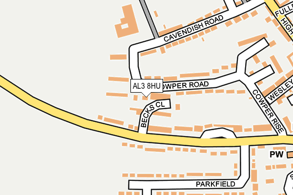 AL3 8HU map - OS OpenMap – Local (Ordnance Survey) AL3 8HU map - OS OpenMap – Local (Ordnance Survey)