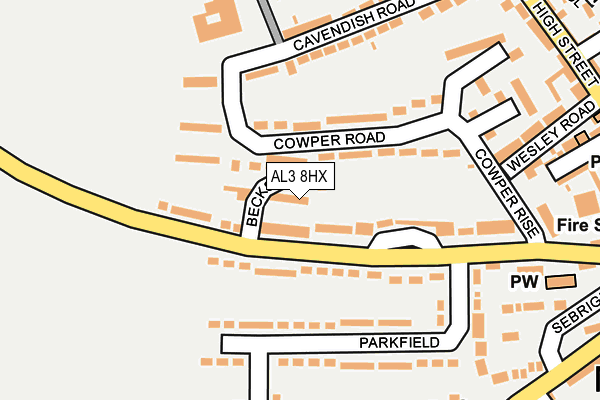 AL3 8HX map - OS OpenMap – Local (Ordnance Survey) AL3 8HX map - OS OpenMap – Local (Ordnance Survey)