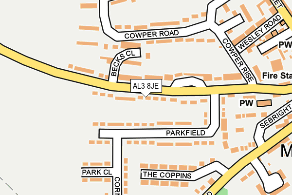 AL3 8JE map - OS OpenMap – Local (Ordnance Survey) AL3 8JE map - OS OpenMap – Local (Ordnance Survey)