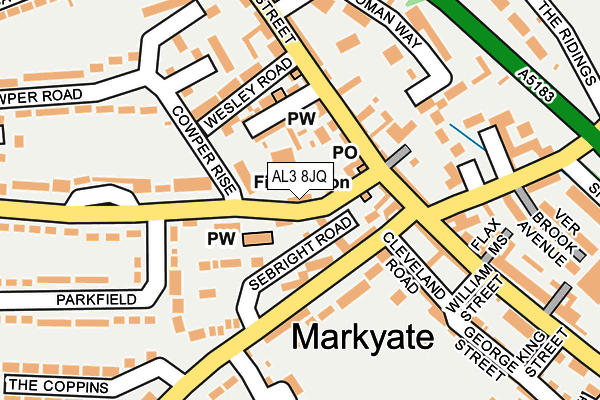 AL3 8JQ map - OS OpenMap – Local (Ordnance Survey) AL3 8JQ map - OS OpenMap – Local (Ordnance Survey)