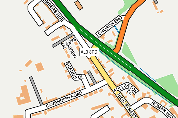 AL3 8PD map - OS OpenMap – Local (Ordnance Survey) AL3 8PD map - OS OpenMap – Local (Ordnance Survey)