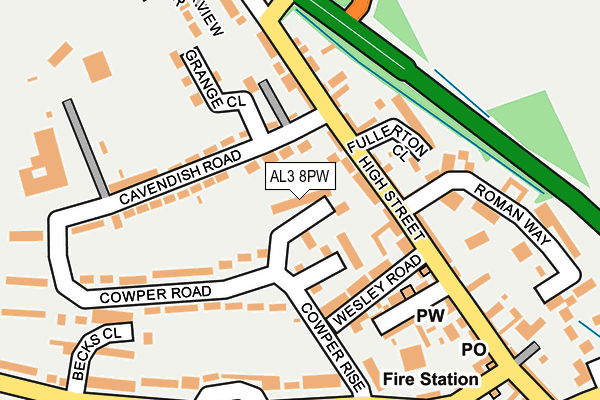 AL3 8PW map - OS OpenMap – Local (Ordnance Survey) AL3 8PW map - OS OpenMap – Local (Ordnance Survey)