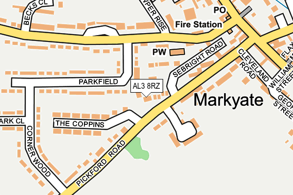 AL3 8RZ map - OS OpenMap – Local (Ordnance Survey) AL3 8RZ map - OS OpenMap – Local (Ordnance Survey)