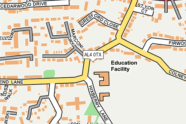 AL4 0TX map - OS OpenMap – Local (Ordnance Survey) AL4 0TX map - OS OpenMap – Local (Ordnance Survey)
