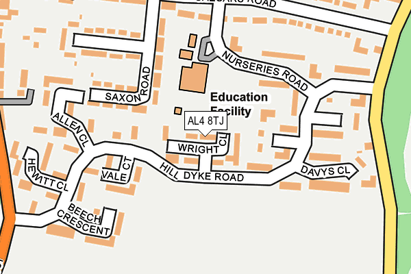 AL4 8TJ map - OS OpenMap – Local (Ordnance Survey) AL4 8TJ map - OS OpenMap – Local (Ordnance Survey)