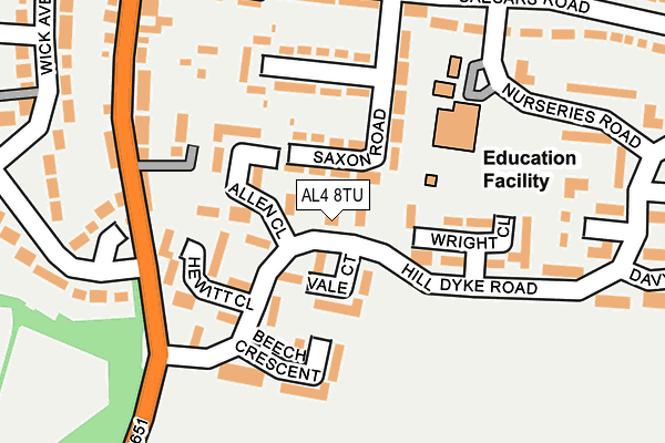 AL4 8TU map - OS OpenMap – Local (Ordnance Survey) AL4 8TU map - OS OpenMap – Local (Ordnance Survey)