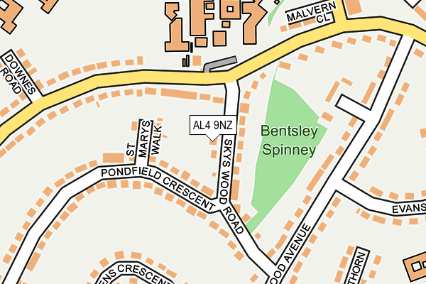 AL4 9NZ map - OS OpenMap – Local (Ordnance Survey) AL4 9NZ map - OS OpenMap – Local (Ordnance Survey)