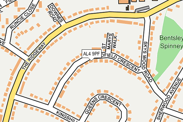 AL4 9PF map - OS OpenMap – Local (Ordnance Survey) AL4 9PF map - OS OpenMap – Local (Ordnance Survey)
