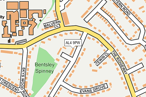 AL4 9PW map - OS OpenMap – Local (Ordnance Survey) AL4 9PW map - OS OpenMap – Local (Ordnance Survey)