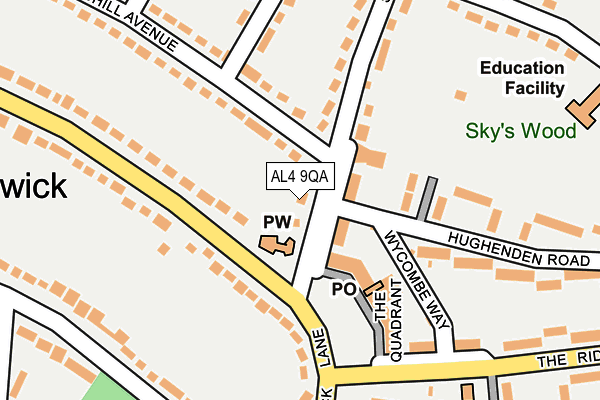 AL4 9QA map - OS OpenMap – Local (Ordnance Survey) AL4 9QA map - OS OpenMap – Local (Ordnance Survey)