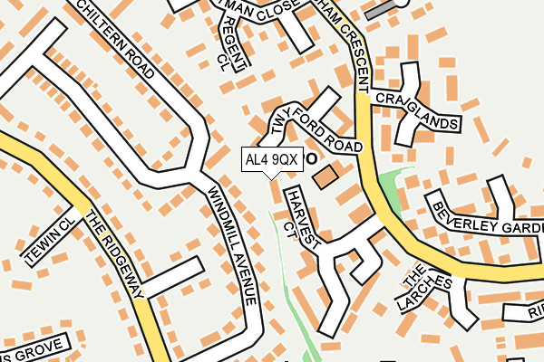 AL4 9QX map - OS OpenMap – Local (Ordnance Survey) AL4 9QX map - OS OpenMap – Local (Ordnance Survey)