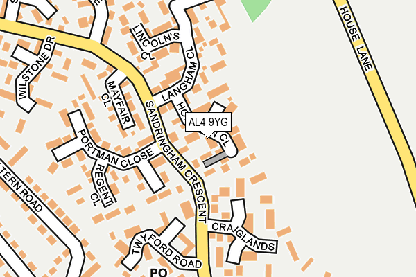 AL4 9YG map - OS OpenMap – Local (Ordnance Survey) AL4 9YG map - OS OpenMap – Local (Ordnance Survey)