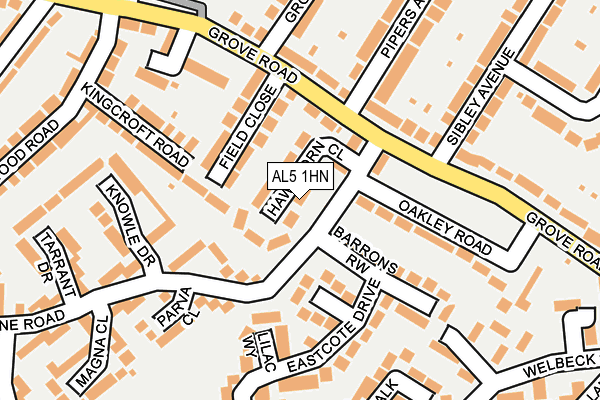 AL5 1HN map - OS OpenMap – Local (Ordnance Survey) AL5 1HN map - OS OpenMap – Local (Ordnance Survey)