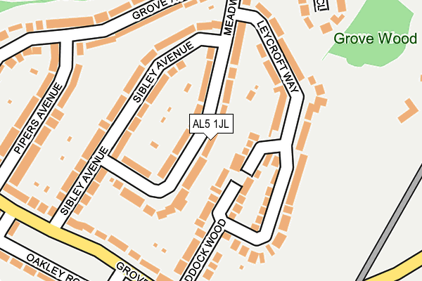AL5 1JL map - OS OpenMap – Local (Ordnance Survey) AL5 1JL map - OS OpenMap – Local (Ordnance Survey)