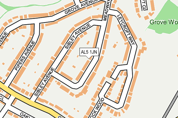 AL5 1JN map - OS OpenMap – Local (Ordnance Survey) AL5 1JN map - OS OpenMap – Local (Ordnance Survey)