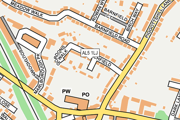 AL5 1LJ map - OS OpenMap – Local (Ordnance Survey) AL5 1LJ map - OS OpenMap – Local (Ordnance Survey)