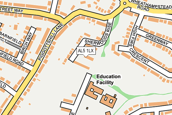 AL5 1LX map - OS OpenMap – Local (Ordnance Survey) AL5 1LX map - OS OpenMap – Local (Ordnance Survey)