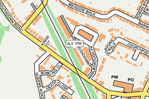 AL5 1PW map - OS OpenMap – Local (Ordnance Survey) AL5 1PW map - OS OpenMap – Local (Ordnance Survey)