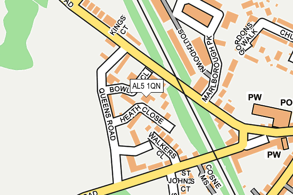 AL5 1QN map - OS OpenMap – Local (Ordnance Survey) AL5 1QN map - OS OpenMap – Local (Ordnance Survey)