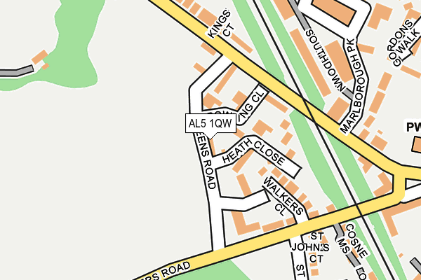 AL5 1QW map - OS OpenMap – Local (Ordnance Survey) AL5 1QW map - OS OpenMap – Local (Ordnance Survey)