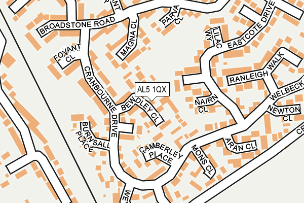 AL5 1QX map - OS OpenMap – Local (Ordnance Survey) AL5 1QX map - OS OpenMap – Local (Ordnance Survey)