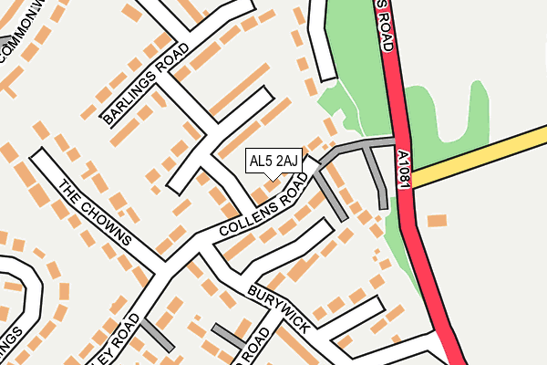 AL5 2AJ map - OS OpenMap – Local (Ordnance Survey) AL5 2AJ map - OS OpenMap – Local (Ordnance Survey)