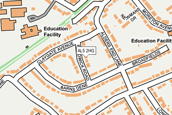 AL5 2HG map - OS OpenMap – Local (Ordnance Survey) AL5 2HG map - OS OpenMap – Local (Ordnance Survey)
