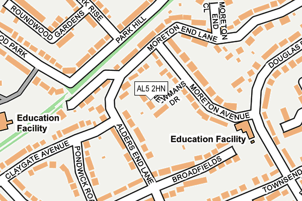 AL5 2HN map - OS OpenMap – Local (Ordnance Survey) AL5 2HN map - OS OpenMap – Local (Ordnance Survey)