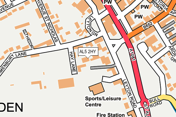 AL5 2HY map - OS OpenMap – Local (Ordnance Survey) AL5 2HY map - OS OpenMap – Local (Ordnance Survey)