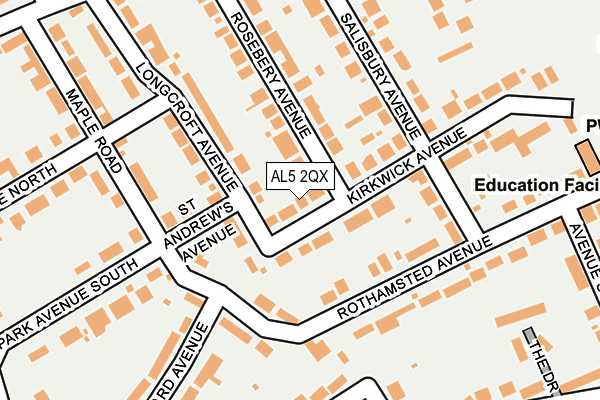 AL5 2QX map - OS OpenMap – Local (Ordnance Survey) AL5 2QX map - OS OpenMap – Local (Ordnance Survey)