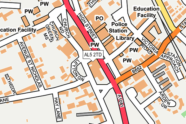 AL5 2TD map - OS OpenMap – Local (Ordnance Survey) AL5 2TD map - OS OpenMap – Local (Ordnance Survey)