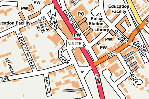 AL5 2TE map - OS OpenMap – Local (Ordnance Survey) AL5 2TE map - OS OpenMap – Local (Ordnance Survey)
