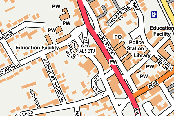 AL5 2TJ map - OS OpenMap – Local (Ordnance Survey) AL5 2TJ map - OS OpenMap – Local (Ordnance Survey)