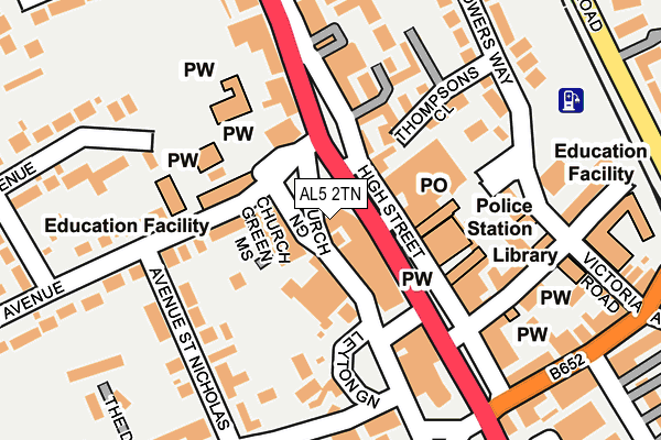 AL5 2TN map - OS OpenMap – Local (Ordnance Survey) AL5 2TN map - OS OpenMap – Local (Ordnance Survey)