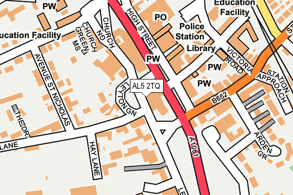 AL5 2TQ map - OS OpenMap – Local (Ordnance Survey) AL5 2TQ map - OS OpenMap – Local (Ordnance Survey)