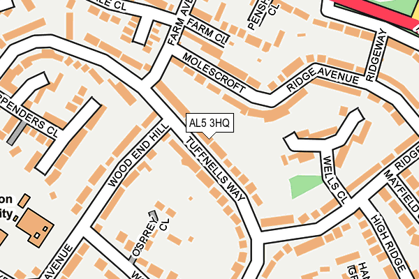 AL5 3HQ map - OS OpenMap – Local (Ordnance Survey) AL5 3HQ map - OS OpenMap – Local (Ordnance Survey)