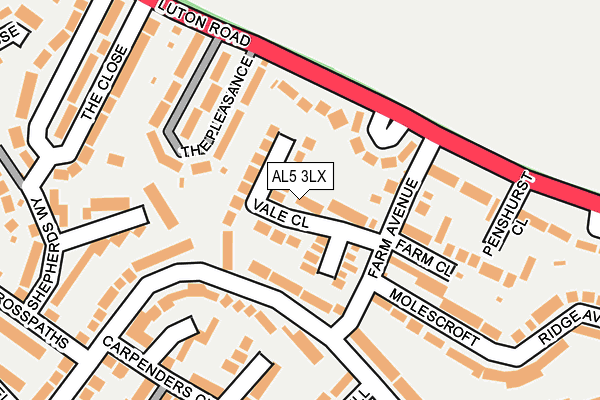AL5 3LX map - OS OpenMap – Local (Ordnance Survey) AL5 3LX map - OS OpenMap – Local (Ordnance Survey)