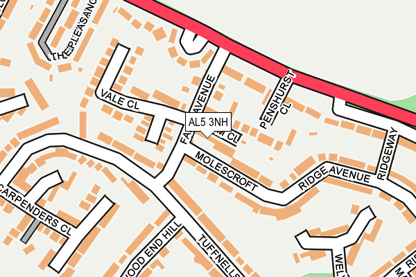 AL5 3NH map - OS OpenMap – Local (Ordnance Survey) AL5 3NH map - OS OpenMap – Local (Ordnance Survey)