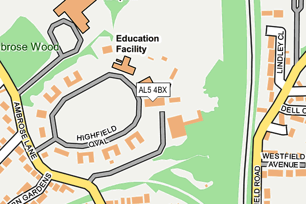AL5 4BX map - OS OpenMap – Local (Ordnance Survey) AL5 4BX map - OS OpenMap – Local (Ordnance Survey)
