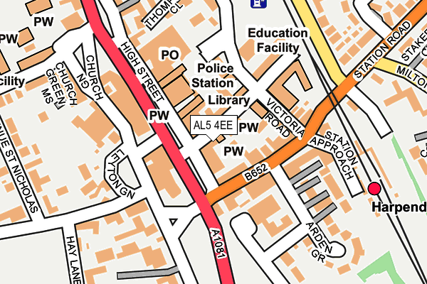 AL5 4EE map - OS OpenMap – Local (Ordnance Survey) AL5 4EE map - OS OpenMap – Local (Ordnance Survey)