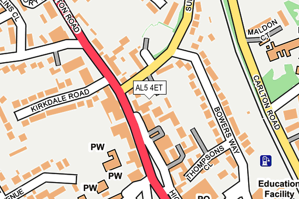AL5 4ET map - OS OpenMap – Local (Ordnance Survey) AL5 4ET map - OS OpenMap – Local (Ordnance Survey)