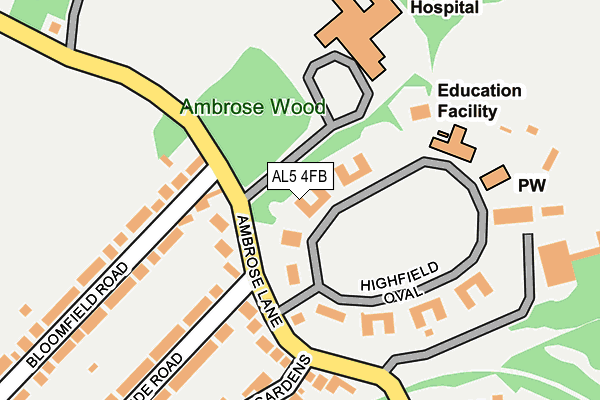 AL5 4FB map - OS OpenMap – Local (Ordnance Survey) AL5 4FB map - OS OpenMap – Local (Ordnance Survey)
