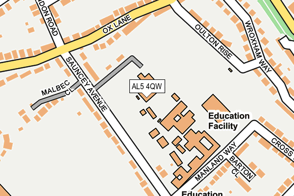 AL5 4QW map - OS OpenMap – Local (Ordnance Survey) AL5 4QW map - OS OpenMap – Local (Ordnance Survey)